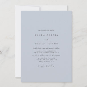 Convite Casamento Moderno Elegante Azul Empoeirado