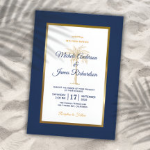 Casamento Moderno Elegante Azul Naval e Palma Dour