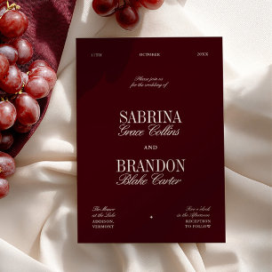 Convite Casamento Moderno Elegante Burgundy