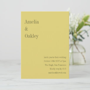 Convite Casamento Moderno Elegante Chic Amarelo Suave Mini