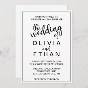 Convite Casamento Moderno Elegante Chic Black E White