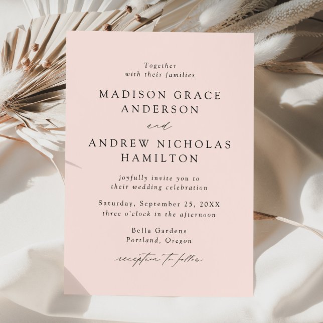 Convite Casamento Moderno Elegante com Letra de Cores Rosa (Criador carregado)