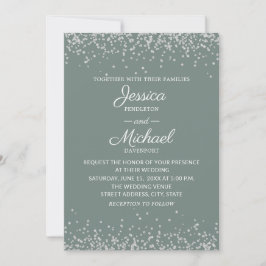 Convite Casamento Moderno Elegante com Sage e Brilho Prate