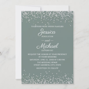 Convite Casamento Moderno Elegante com Sage e Brilho Prate