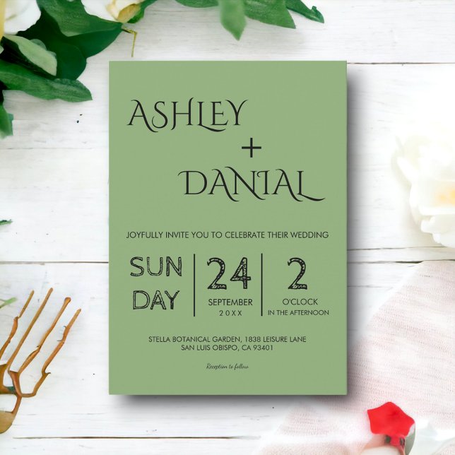 Convite Casamento Moderno Elegante da Caligrafia Mínima (Criador carregado)