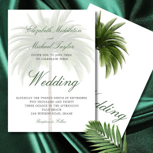 Convite Casamento Moderno Elegante de Árvore Verde Tropica