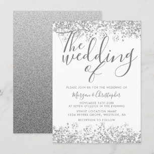 Convite Casamento Moderno Elegante de Cinzas de Prata