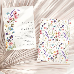 Convite Casamento Moderno Elegante de Flores Silvestres na