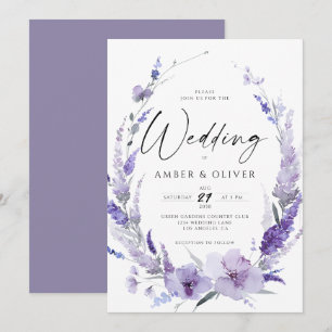 Convite Casamento Moderno Elegante de Lavanda Roxa Dusty