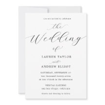 Casamento Moderno Elegante de Script Branco e Pret