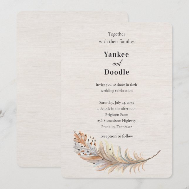 Convite Casamento moderno elegante de verão primavera (Frente/Verso)