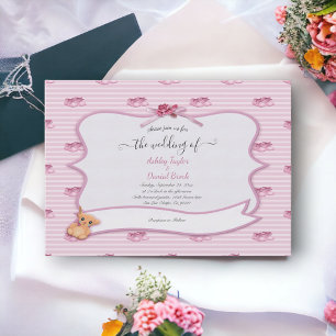 Convite Casamento Moderno Elegante Decorativo Cinza-Rosa