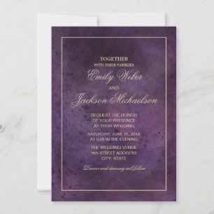 Convite Casamento Moderno Elegante e Chic em Roxo Ameixa