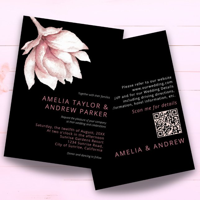 Convite Casamento Moderno Elegante Elegante de Aquarela Ro (modern elegant dusty rose pink watercolor wedding invitation)