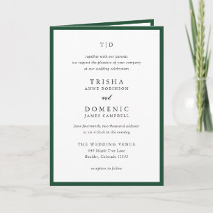 Convite Casamento Moderno Elegante Emerald Green Monograma