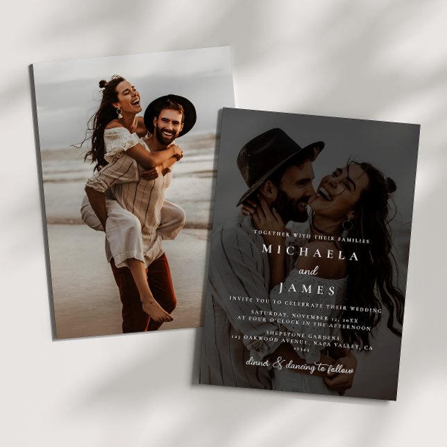 Convite Casamento Moderno Elegante Escuro e Sombrio Simple (Criador carregado)