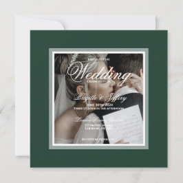Convite Casamento Moderno Elegante Esmeralda Verde e Branc