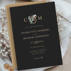 Convite Casamento Moderno Elegante Eucalyptus Ampersand