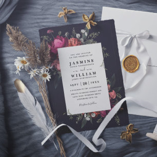 Convite Casamento Moderno Elegante Floral Botânico Florido