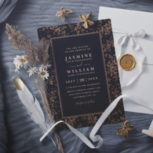 Convite Casamento Moderno Elegante Floral de Renda de Jard