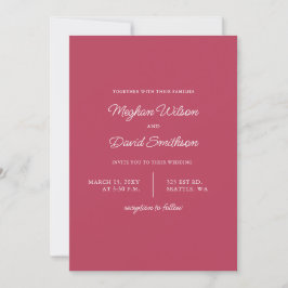 Convite Casamento Moderno Elegante Magenta Simples