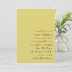 Convite Casamento Moderno Elegante Minimalista Amarelo