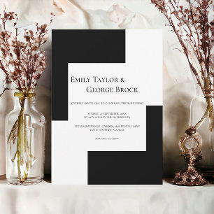 Convite Casamento Moderno Elegante Negro E Branco Minimali