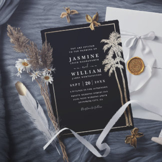 Convite Casamento Moderno Elegante Palmeiras Clássicas Vin