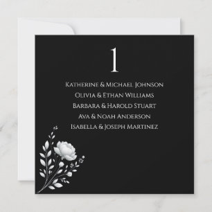 Convite Casamento Moderno Elegante Preto e Branco-Flores