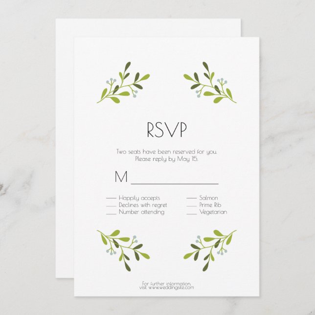 Convite Casamento Moderno Elegante. RSVP Com Opções de Ref (Frente/Verso)