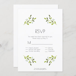 Convite Casamento Moderno Elegante. RSVP com opções de ref