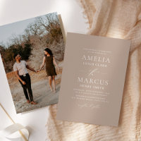 Casamento Moderno Elegante Script Bege Claro