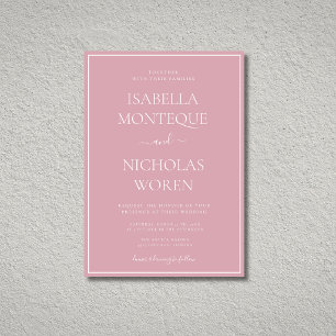 Convite Casamento Moderno Elegante Silencioso Rosa Empoeir