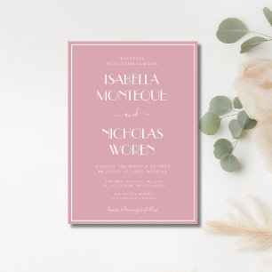 Convite Casamento Moderno Elegante Silencioso Rosa Empoeir