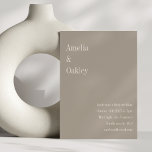 Convite Casamento Moderno Elegante Taupe Brown<br><div class="desc">Convite Moderno para Casamento de Taupe Brown Elegante Chic Minimalista</div>