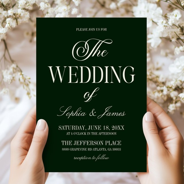 Convite Casamento Moderno Elegante Verde Escuro Profundo M (Criador carregado)