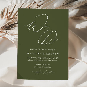 Convite Casamento Moderno Elegante Verde Oliva Nós Fazemos