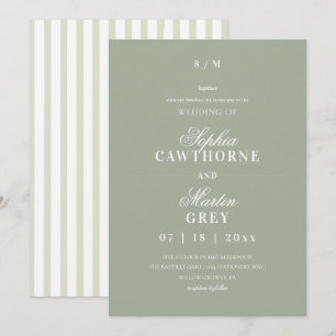 Convite Casamento Moderno Elegante⎮Verde Salvia