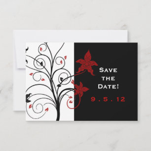 Convite Casamento Moderno Elegante Vermelho e Preto Salve