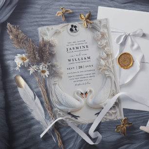 Convite Casamento Moderno Elegante Vintage Embutido Orname