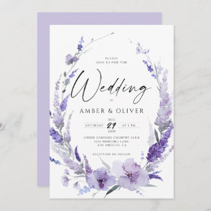 Convite Casamento Moderno Elegante Violet Violet lavanda