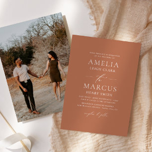 Convite Casamento Moderno em Argila com Letra Elegante