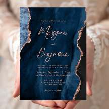 Casamento Moderno em Azul Naval com Ouro Rosa e Ág