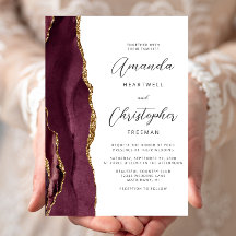 Casamento Moderno em Burgundy Dourado Ágata Script