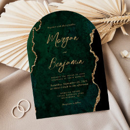 Convite Casamento Moderno em Esmeralda Verde com Arco de Á