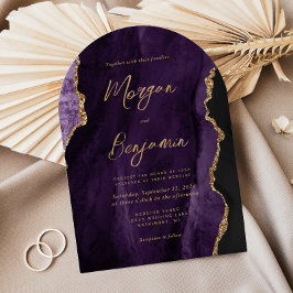 Convite Casamento Moderno em Forma de Arco com Script Chic