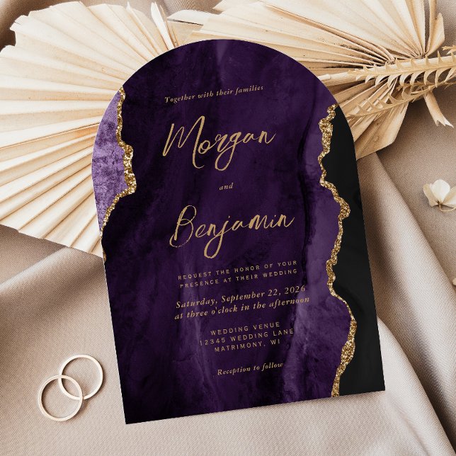 Convite Casamento Moderno em Forma de Arco com Script Chic (Criador carregado)
