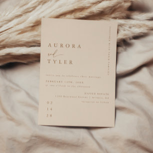 Convite Casamento Moderno em Letra Beige