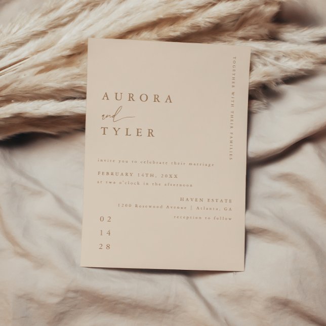 Convite Casamento Moderno em Letra Beige (Criador carregado)