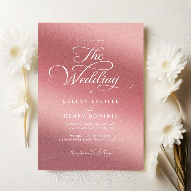 Convite Casamento Moderno em Tipografia Script Branco com  (Criador carregado)